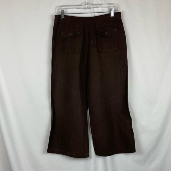 New York & Company Chocolate Brown Linen Blend Wide Leg Ankle Pant NWOT Size 4 - Picture 4 of 11